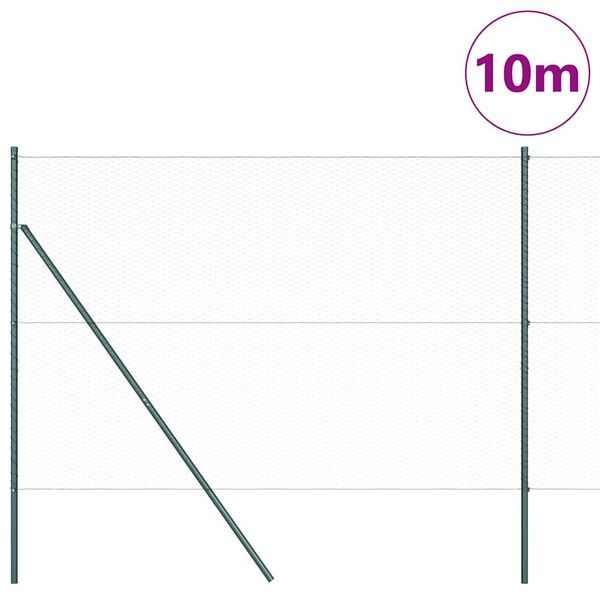 vidaXL Ogrodje s stebri Zelena 1.5 x 10 m Jeklo s PVC premazom