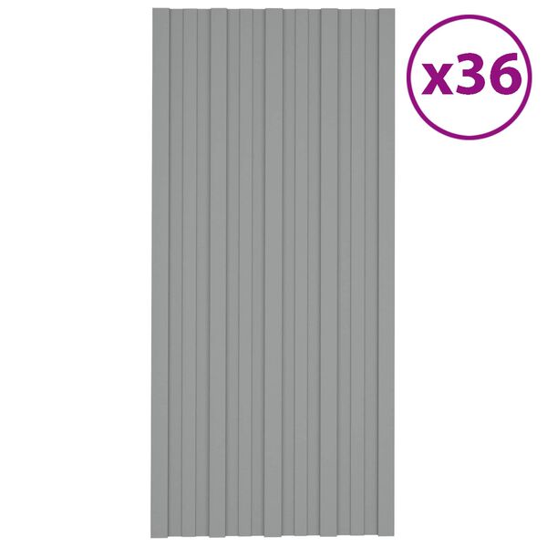 vidaXL Stre&scaron;ni panel 36 pcs Siva 100 x 45 cm Pocinkano jeklo