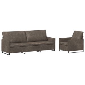 vidaXL Kavčna garnitura 2 pcs Temno siva Umetni velur