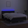 vidaXL Box spring postelja z vzmetnico LED črna 140x200 cm blago
