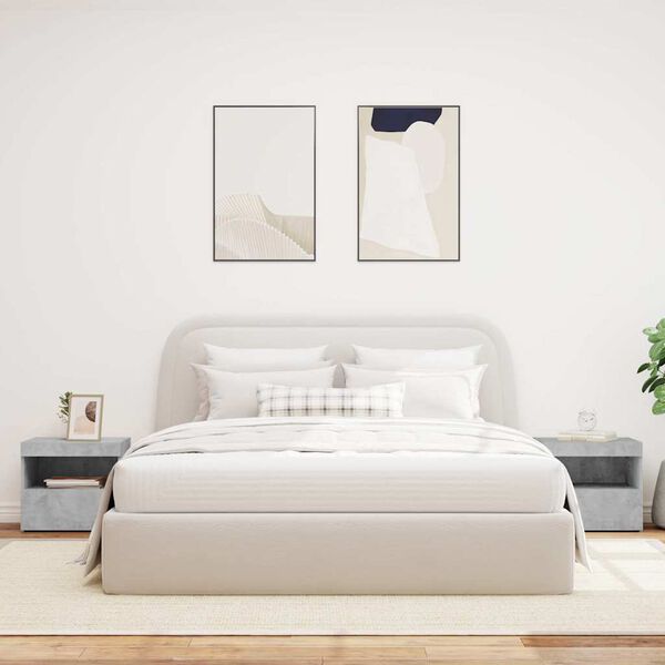 vidaXL Nočna omarica z LED lučkami 2 kosa betonsko siva 50x40x45 cm