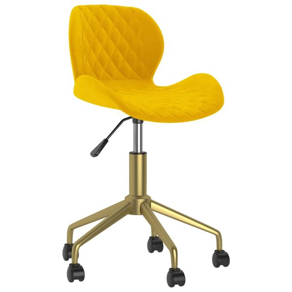 335036 vidaXL Swivel Dining Chairs 2 pcs Mustard Yellow Velvet