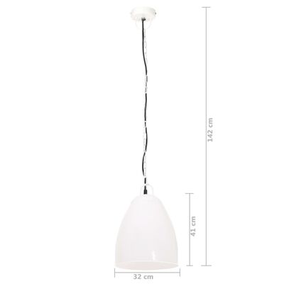 vidaXL Industrijska viseča svetilka 25 W bela okrogla 32 cm E27