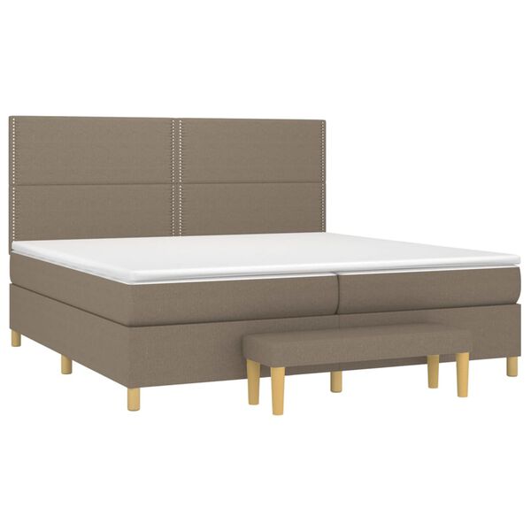 vidaXL Box spring postelja z vzmetnico taupe 200x200 cm blago