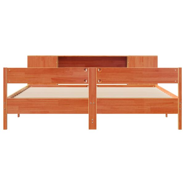 vidaXL Knjižna postelja brez vzmetnice vo&scaron;č. rjava 200x200 cm borovina