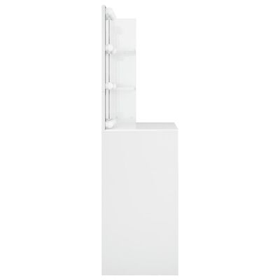 vidaXL Toaletna mizica z LED lučkami visok sijaj bela 74,5x40x141 cm