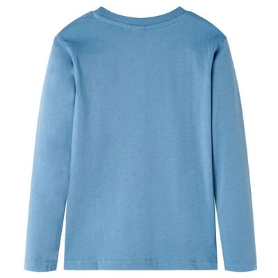 Otroška majica z dolgimi rokavi srednje modra 92