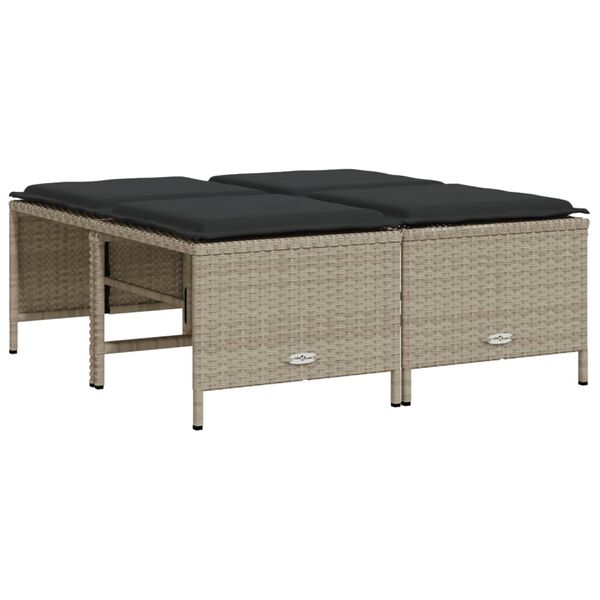 vidaXL Vrtna sedežna garnitura 5-delna z blazinami siv poli ratan