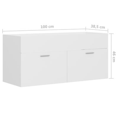 vidaXL Omarica za umivalnik bela 100x38,5x46 cm iverna plošča