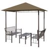 vidaXL Vrtni paviljon z mizo in klopmi 2,5x1,5x2,4 m taupe 180 g/m&sup2;