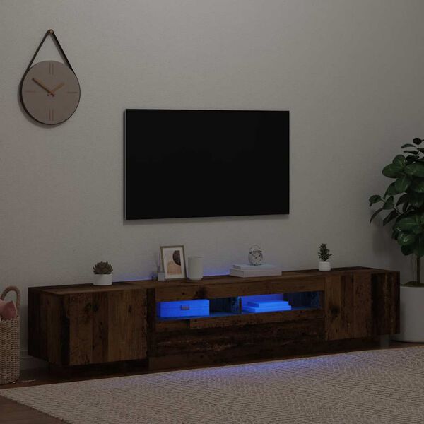 vidaXL TV omarica z LED starinski les 200x35x40 cm inženirski les