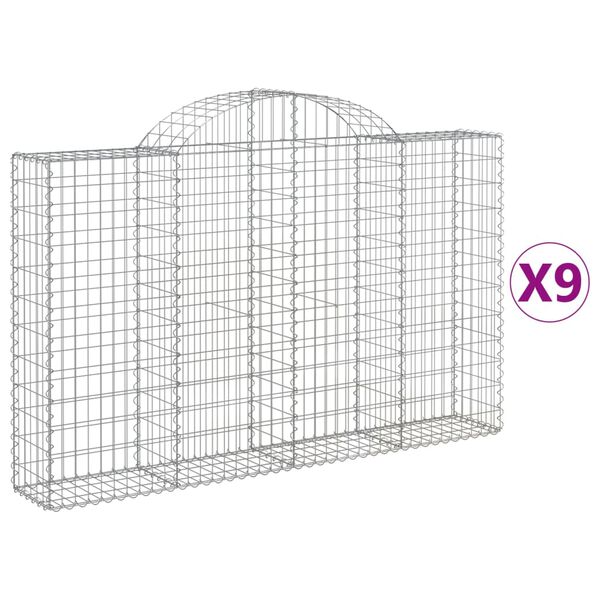 vidaXL Obokane gabion ko&scaron;are 9 kosov 200x30x120/140cm pocinkano železo