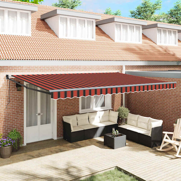 vidaXL Retraktilna tenda Oranžna in Rjava 500 × 300 cm