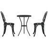 vidaXL Vrtnik Bistro Set 3 pcs Črna Aluminij