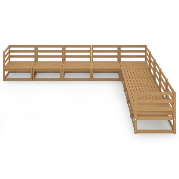 vidaXL Vrtna sedežna garnitura 9-delna medeno rjava trdna borovina