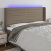 vidaXL LED posteljno vzglavje taupe 183x16x118/128 cm blago