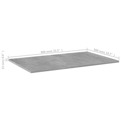 vidaXL Dodatne police za omaro 4 kosi betonsko sive 80x50x1,5 cm