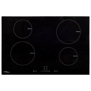 vidaXL Indukcijska plo&scaron;ča s 4 gorilniki na dotik steklo 77 cm 7000 W