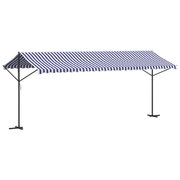 vidaXL Prostostoječa tenda modra in bela 600x300 cm krem blago jeklo