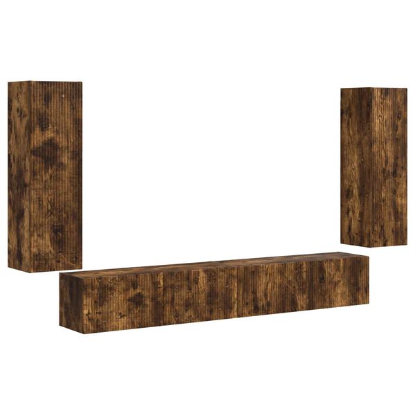 vidaXL Set omare za televizijo na steni 4 pcs Dimljeni oreh