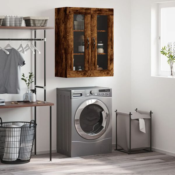 vidaXL Stenska omarica dimljen hrast 69,5x34x90 cm inženirski les