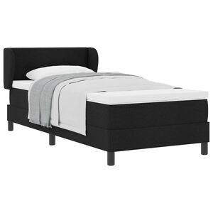 vidaXL Postelja z vzmetnico z vzglavjem Črna 80 x 200 cm blago