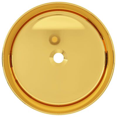 vidaXL Umivalnik keramičen 40x15 cm zlat