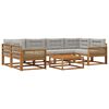 vidaXL Zunanja garnitura za sedenje 7 pcs Naravna in svetlo siva