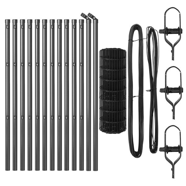 vidaXL Ograja s stebrom Siva 0,6 x 25 m Jeklo in PVC