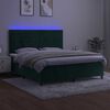 vidaXL Box spring postelja z vzmetnico LED tem. zelena 180x200cm žamet