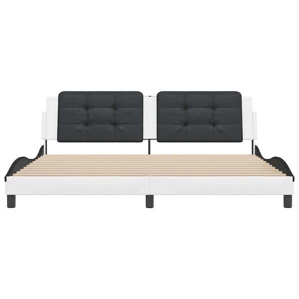 vidaXL Posteljni okvir brez vzmetnice Zadar bel in črn 200x200 cm umetno usnje