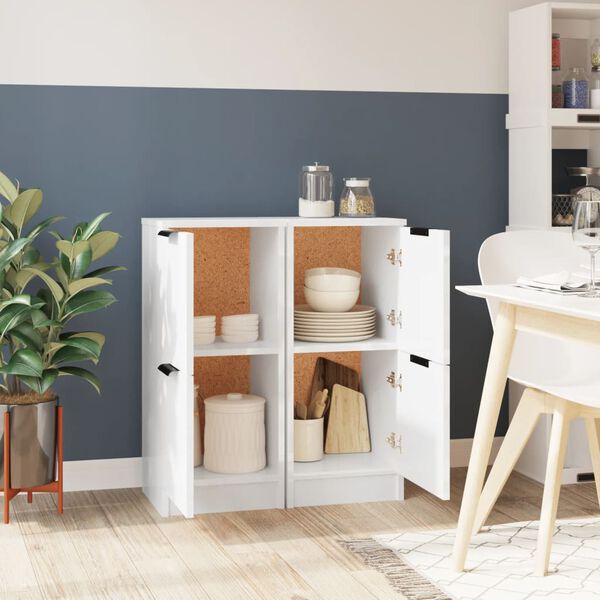 vidaXL Komode 2 kosa visok sijaj bele 30x30x70 cm konstruiran les