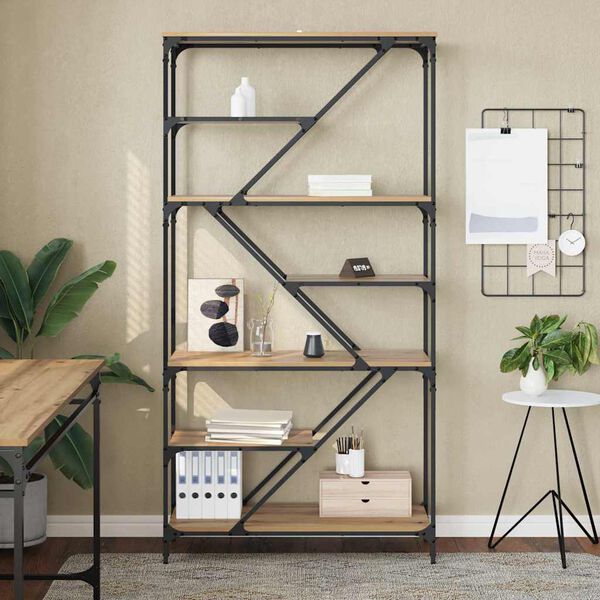 vidaXL Knjižna polica Umetni hrast 91 x 36 x 176 cm Konstruiran les