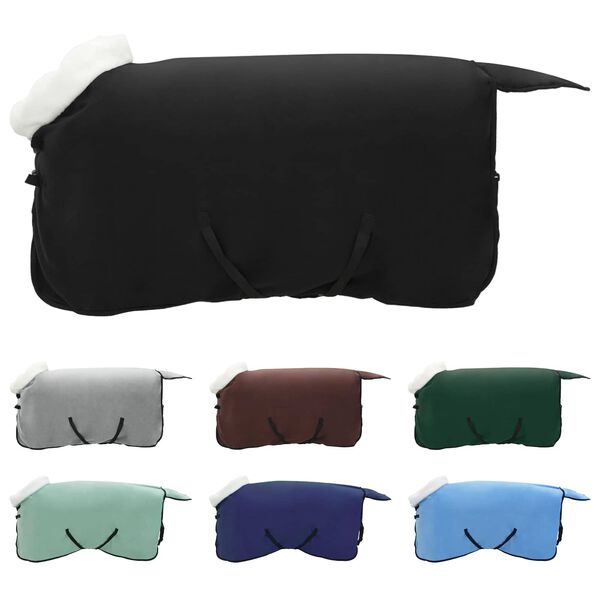 vidaXL Konjski pla&scaron;č Črna 115 cm Polarna flanela