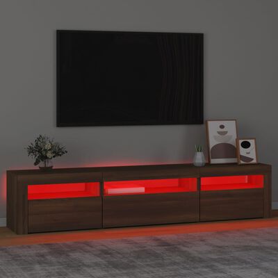 vidaXL TV omarica z LED lučkami rjav hrast 195x35x40 cm