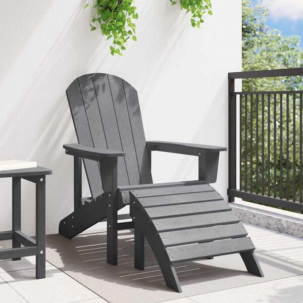 vidaXL Stol Adirondack Svetlo siva 82 x 74 x 92 cm HDPE
