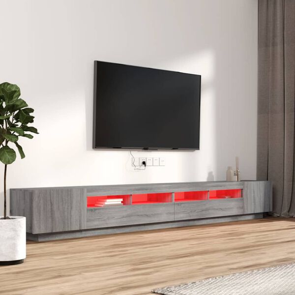 vidaXL Komplet TV omaric LED 3-delni siva sonoma inženirski les