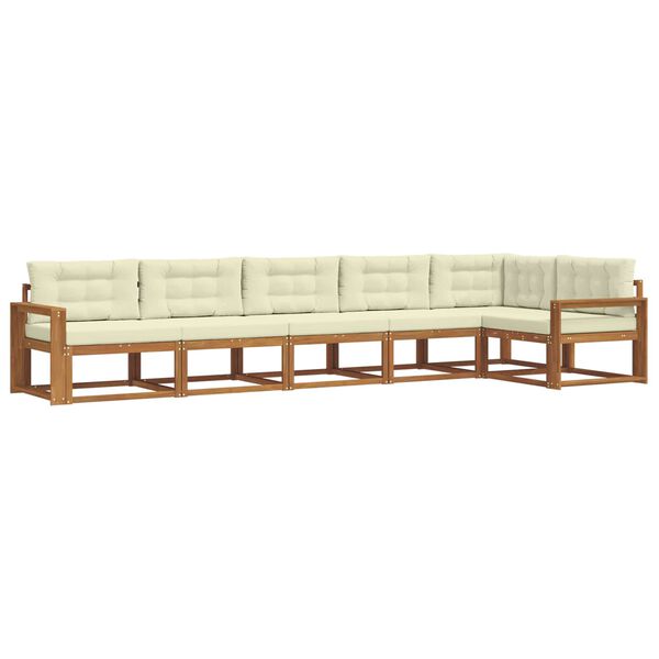 vidaXL Zunanja garnitura za sedenje z blazino 6 pcs Naravna in smetana