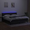 vidaXL Box spring postelja z vzmetnico LED črna 180x200 cm blago