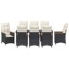 vidaXL Komplet za jedilnico v vrtu z blazino 9 pcs Črna poli ratan