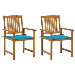 vidaXL Vrtni stoli z blazinami 2 kosa trden akacijev les