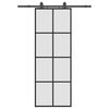 vidaXL Drsna vrata z opremo črna 76x205 cm ESG steklo