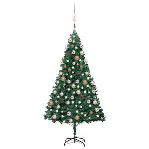 vidaXL Umetna osvetljena novoletna jelka z bunkicami zelena 120 cm PVC