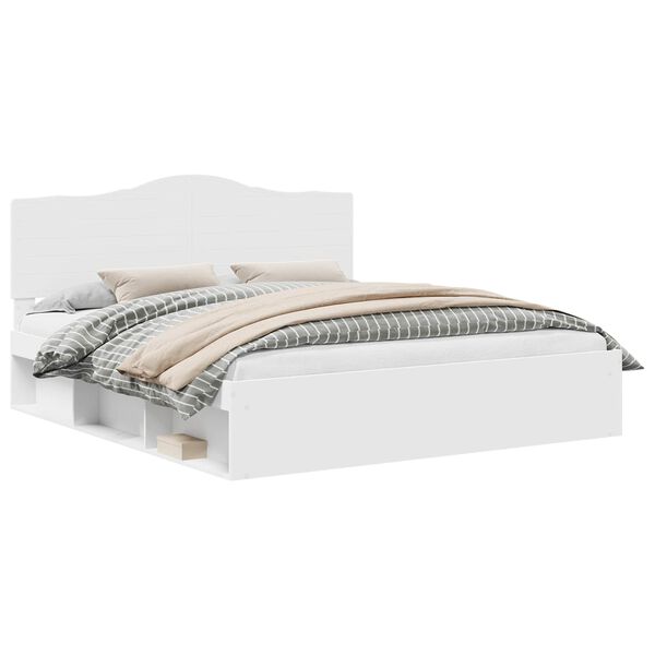 vidaXL Konstrukcija postelje Bela 200 x 200 cm Masivno borovo les