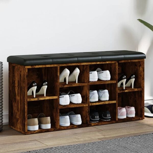 vidaXL Klop za čevlje dimljen hrast 102x32x50 cm inženirski les