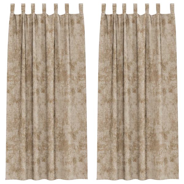 vidaXL Velvete zavese z zavesami 2 pcs Šampanjec 260 x 140 cm Žamet