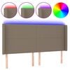 vidaXL LED posteljno vzglavje taupe 163x16x118/128 cm blago