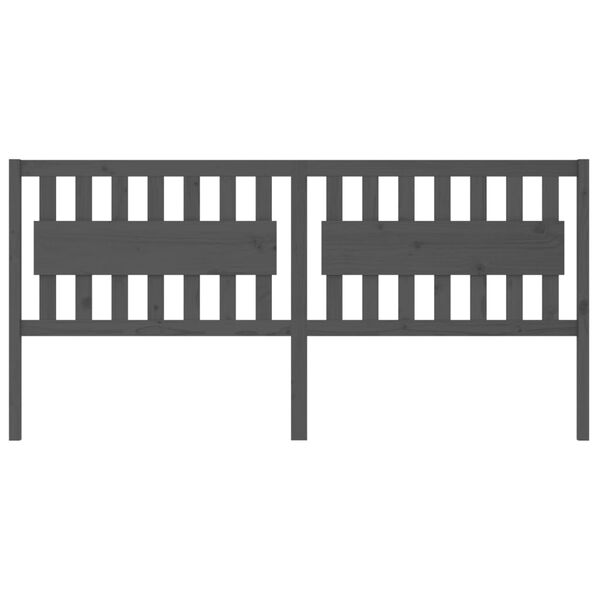 vidaXL Posteljno vzglavje sivo 205,5x4x100 cm trdna borovina