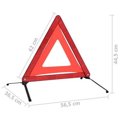 vidaXL Prometni opozorilni trikotniki 10 kosov rdeči 56,5x36,5x44,5 cm