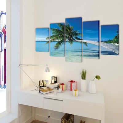 Set platen s printom peščene plaže s palmami 200 x 100 cm